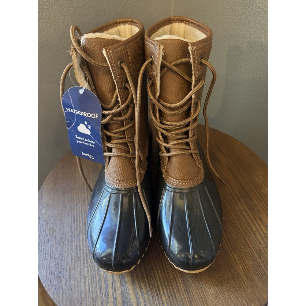 Jambu Maplewood Duck Boots Womens 7M Waterproof Faux Fur Lined Brown NWT